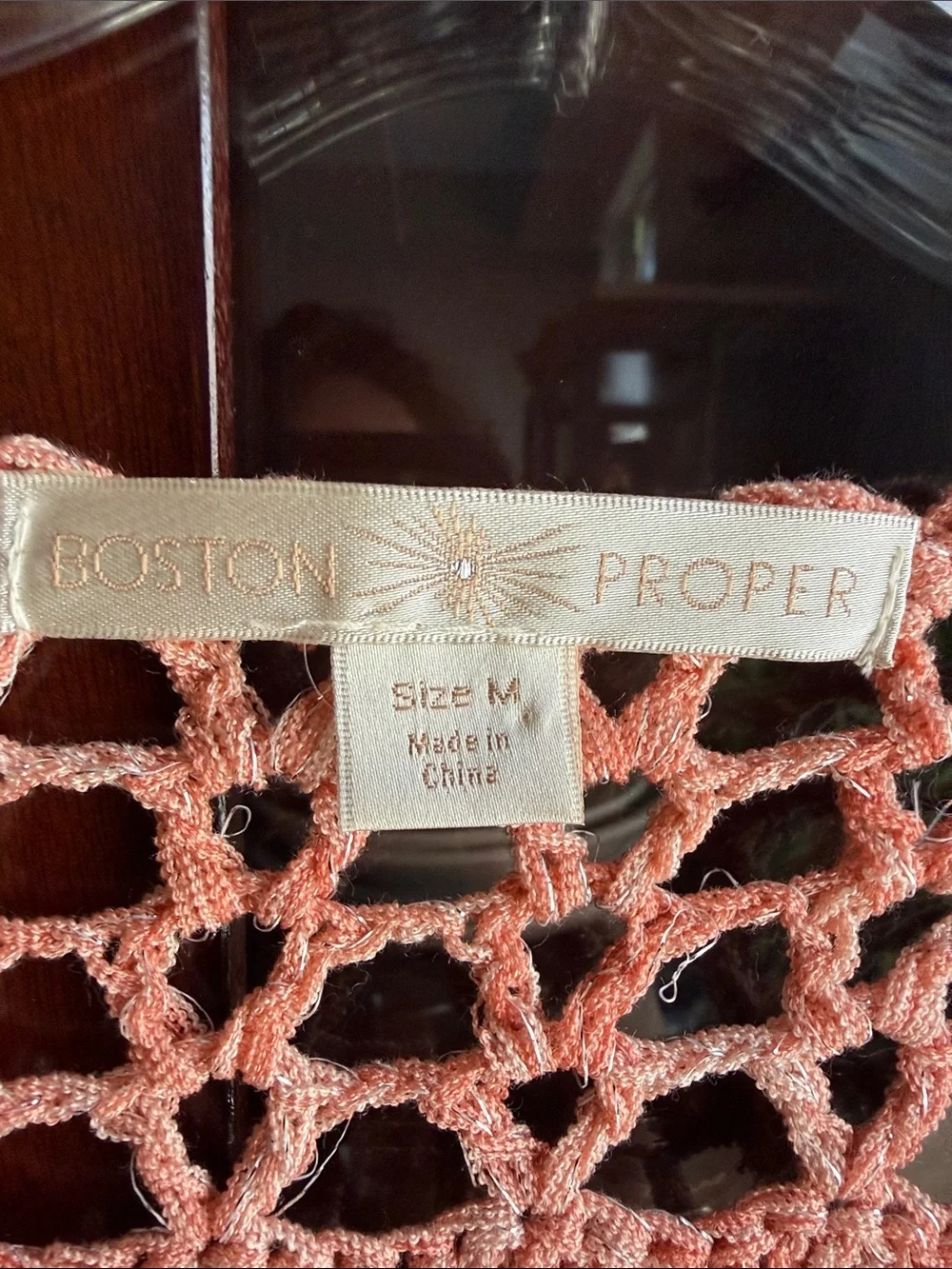 Boston Proper Peach Crochet Openwork Top - Picture 2 of 5